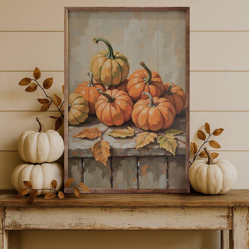Small Pumpkin With Beech Branch: 5x8
