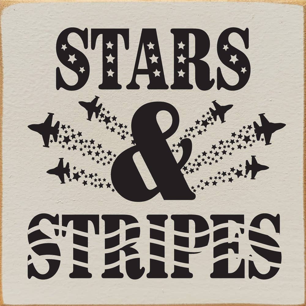 Stars & Stripes (Military Jet) Wood Sign: Old Blue