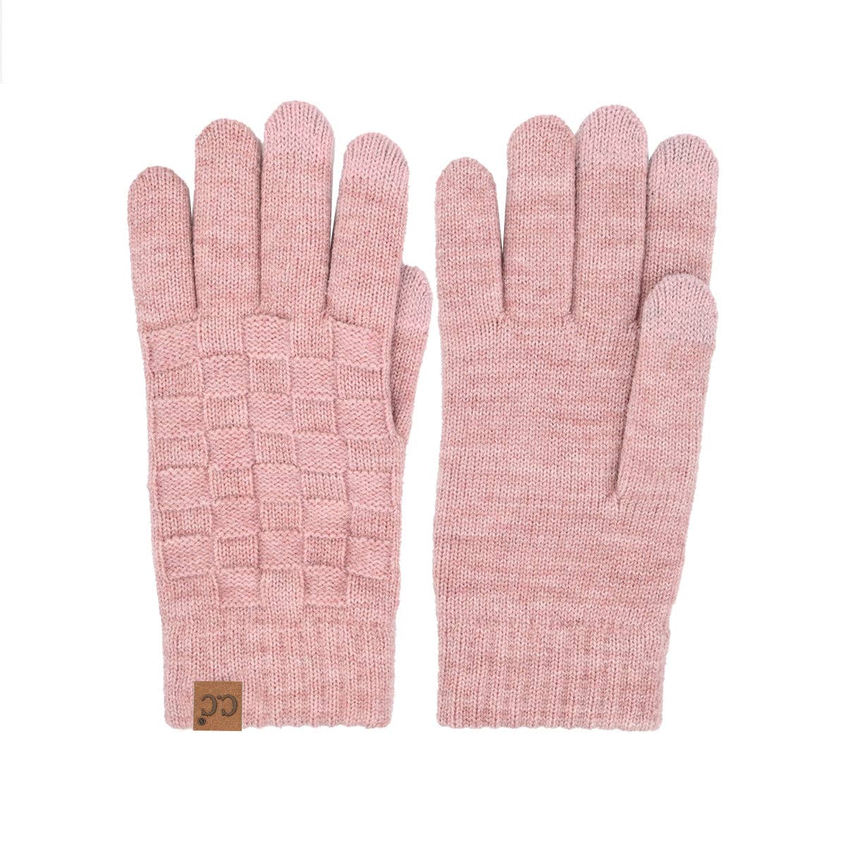 Woven Checkered Texture C.C Gloves GLC0094: Ivory