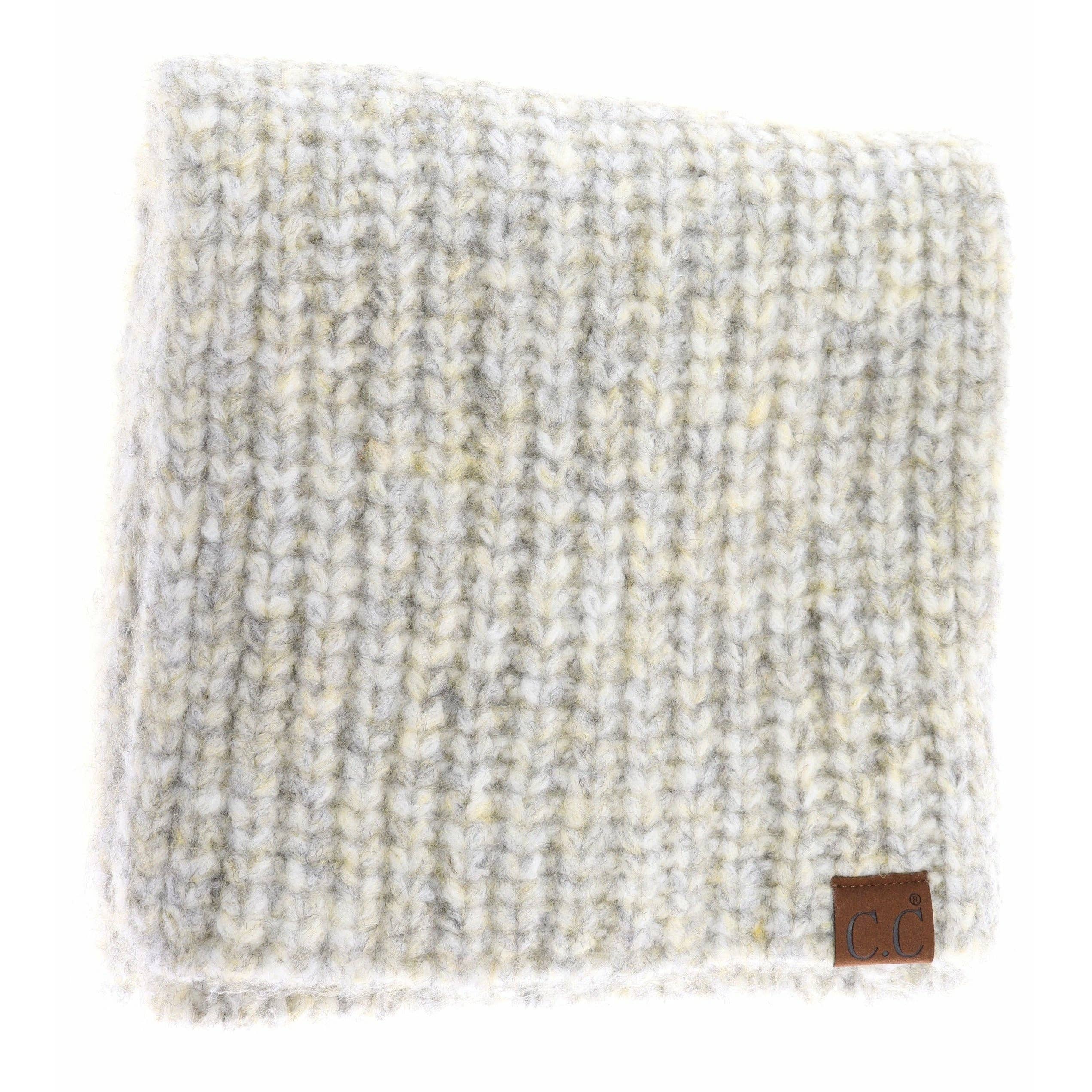 Soft Ribbed Oblong C.C Scarf SF2074: Melange Grey Multi