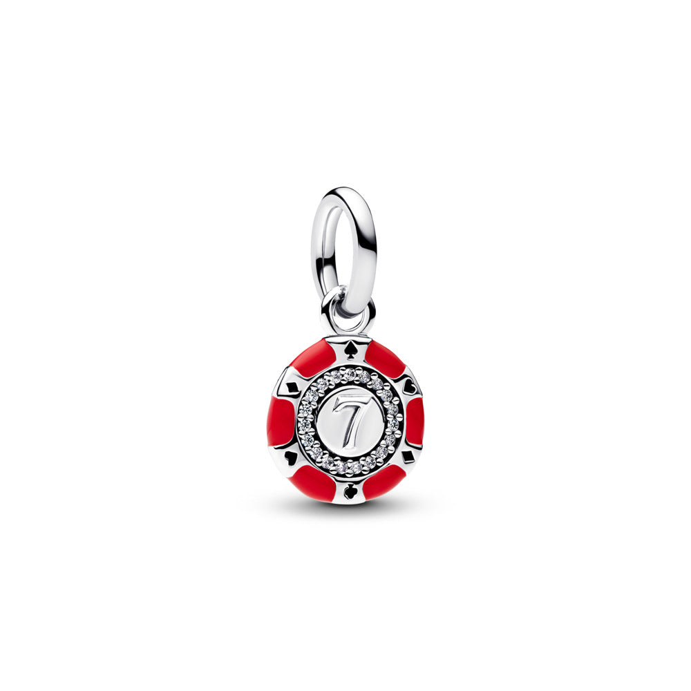Casino token sterling silver dangle with clear cubic zirconia, red and black enamel - Pandora- 793922C01
