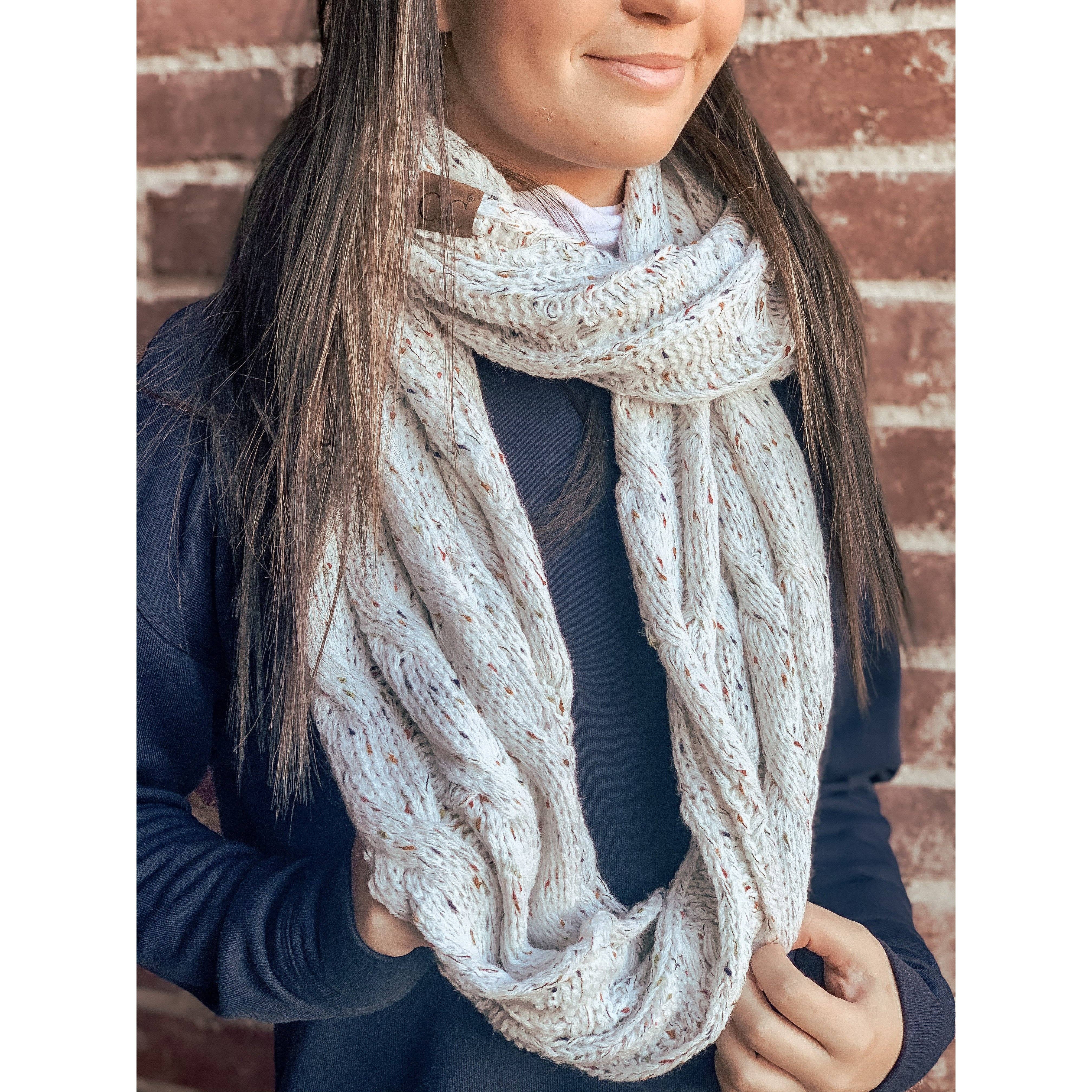 Flecked CC Infinity Scarf SF33: Natural Grey