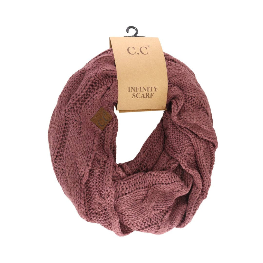 Solid Cable Knit CC Infinity Scarf SF800: Coco Berry