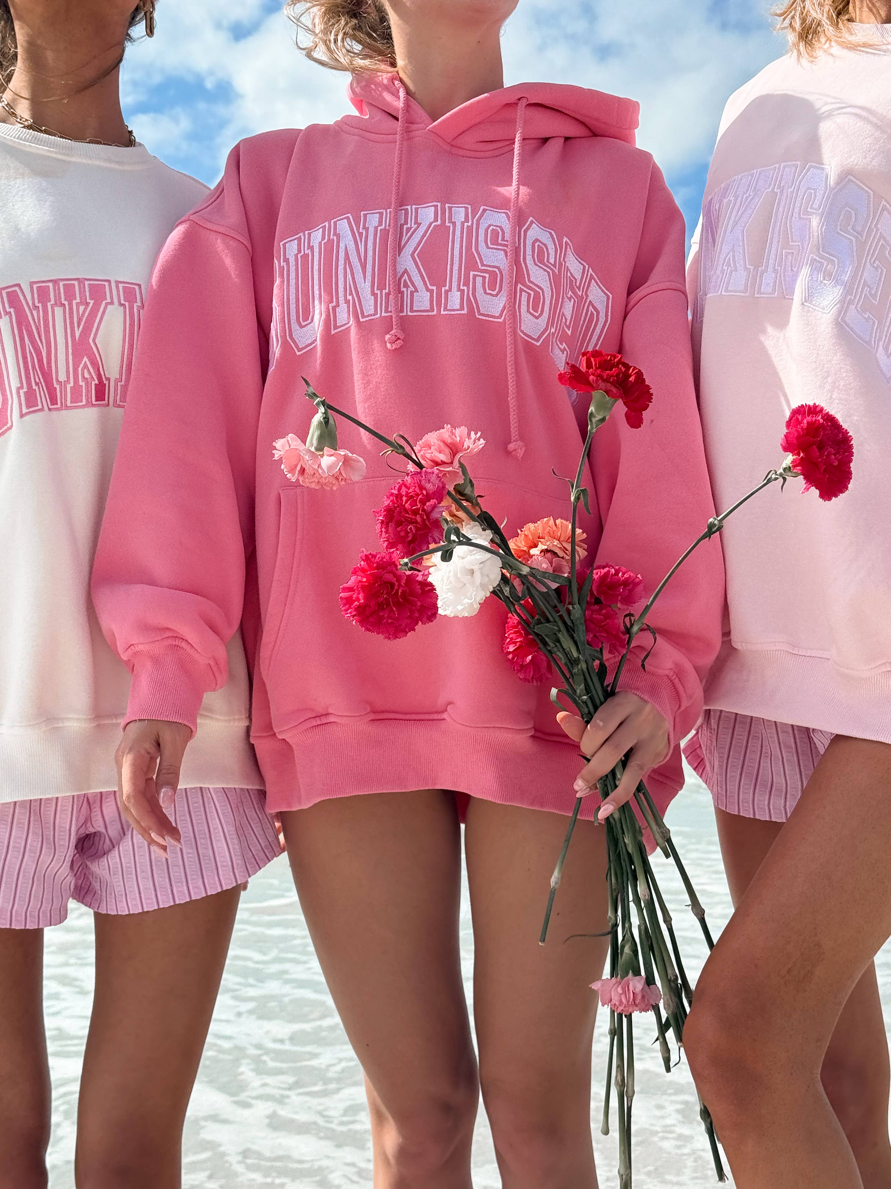 Hibiscus Pink Sunkissed Varsity Embroider Hoodie: Hibiscus Pink