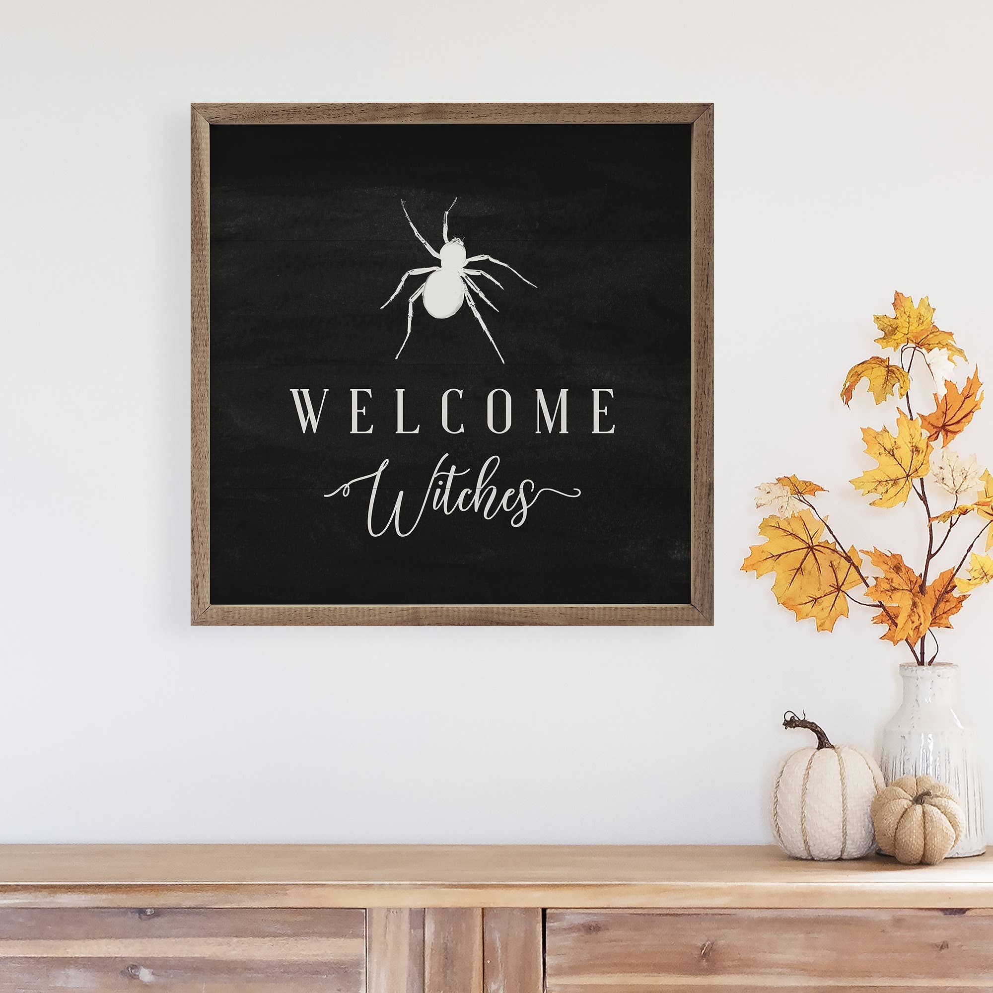 Welcome Witches Spider Black: 12 x 12 x 1.5