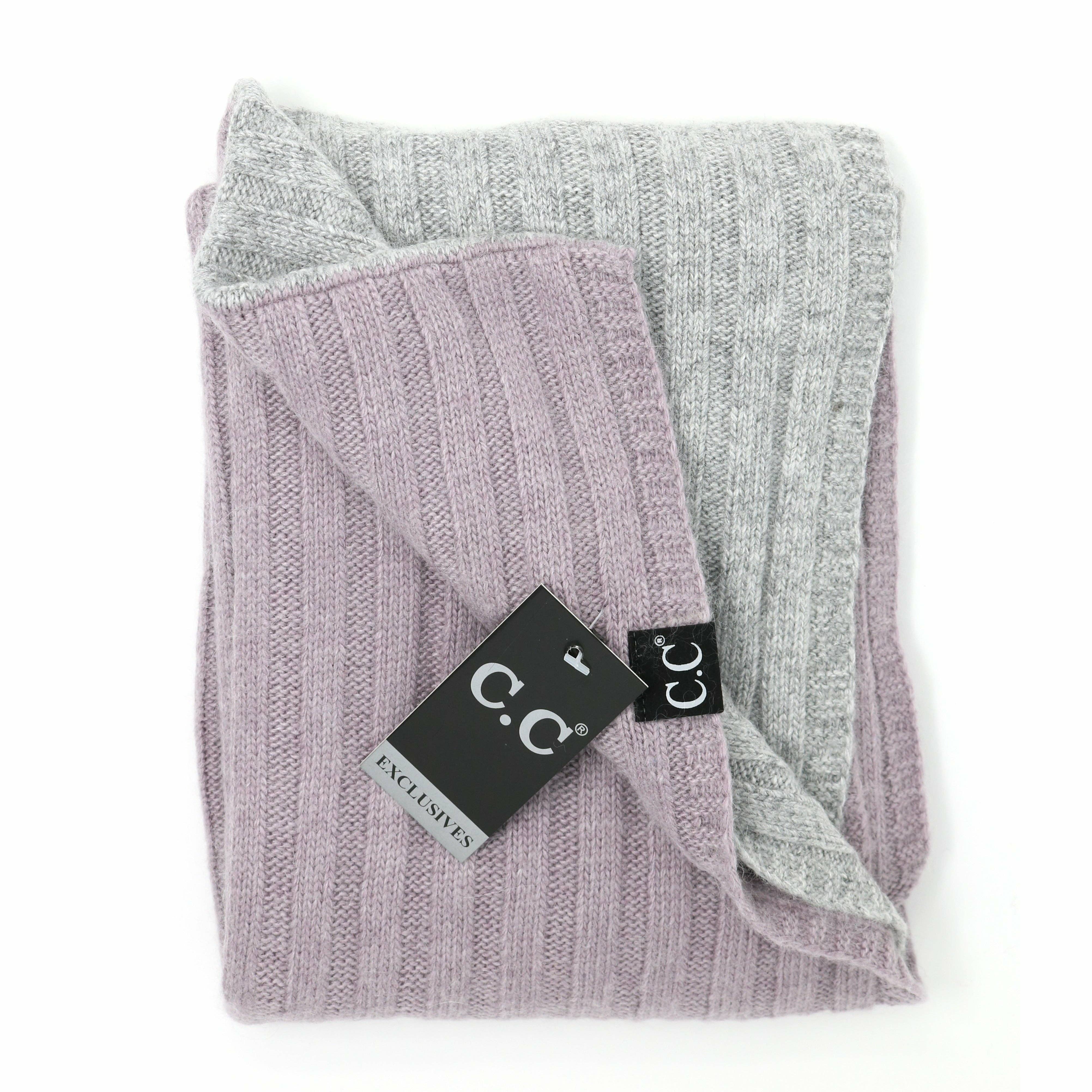 CC Exclusive-Black Label Two Tone Ribbed Knit Infinity Scarv: Black/Grey