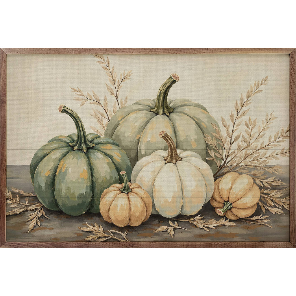 Pumpkins With Dried Leaves: 8x5