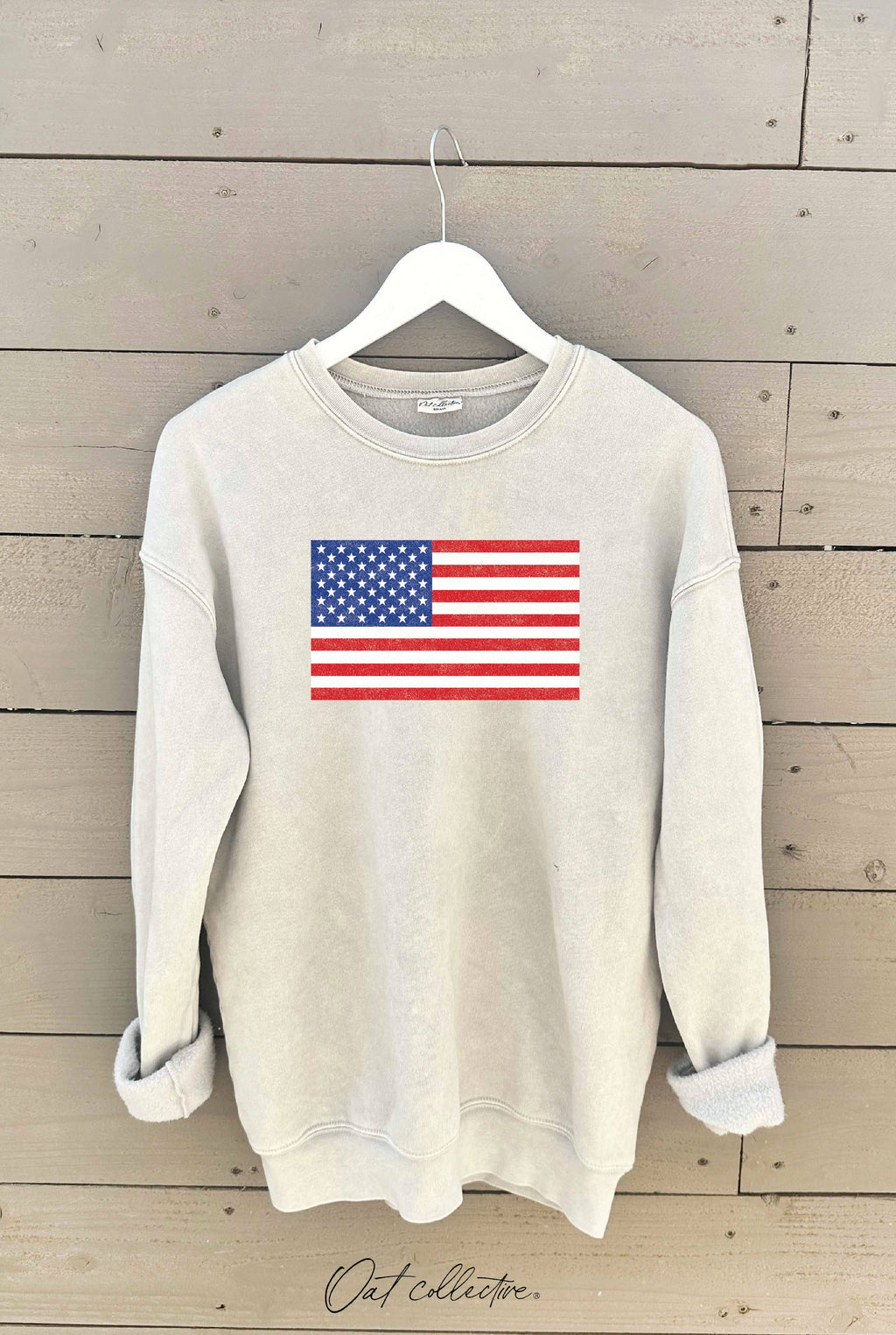 USA FLAG Mineral Graphic Sweatshirt : WHITE DOVE
