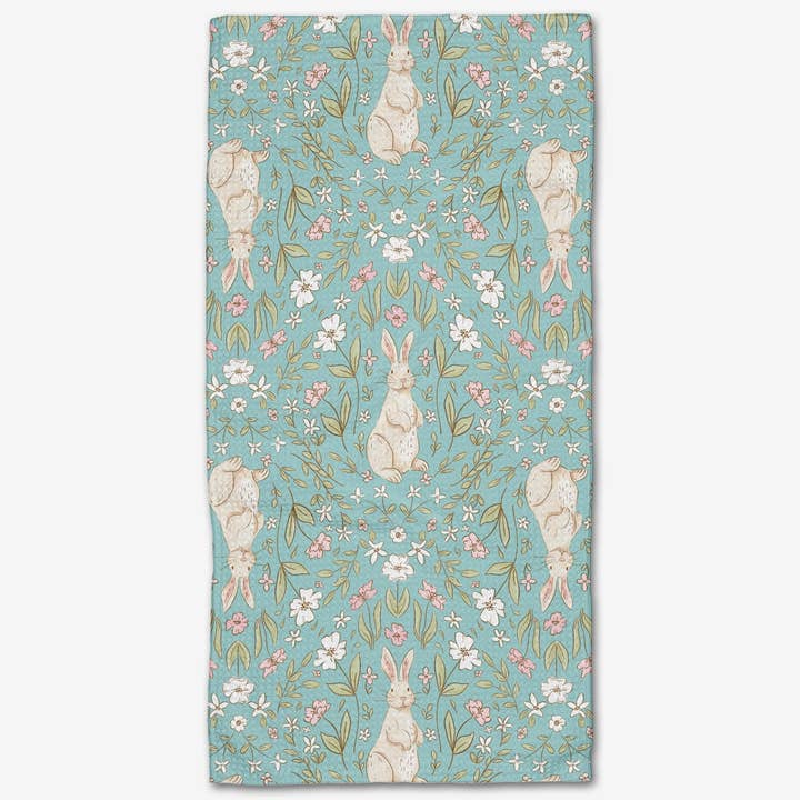 Geometry - Cottontail Florals Robins Egg Bar Towel