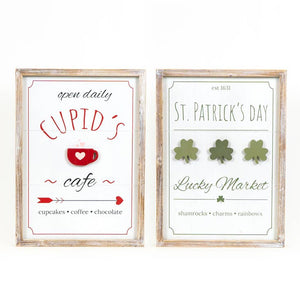Cupid's Cafe / Lucky Market Reversible Sign- 14x20