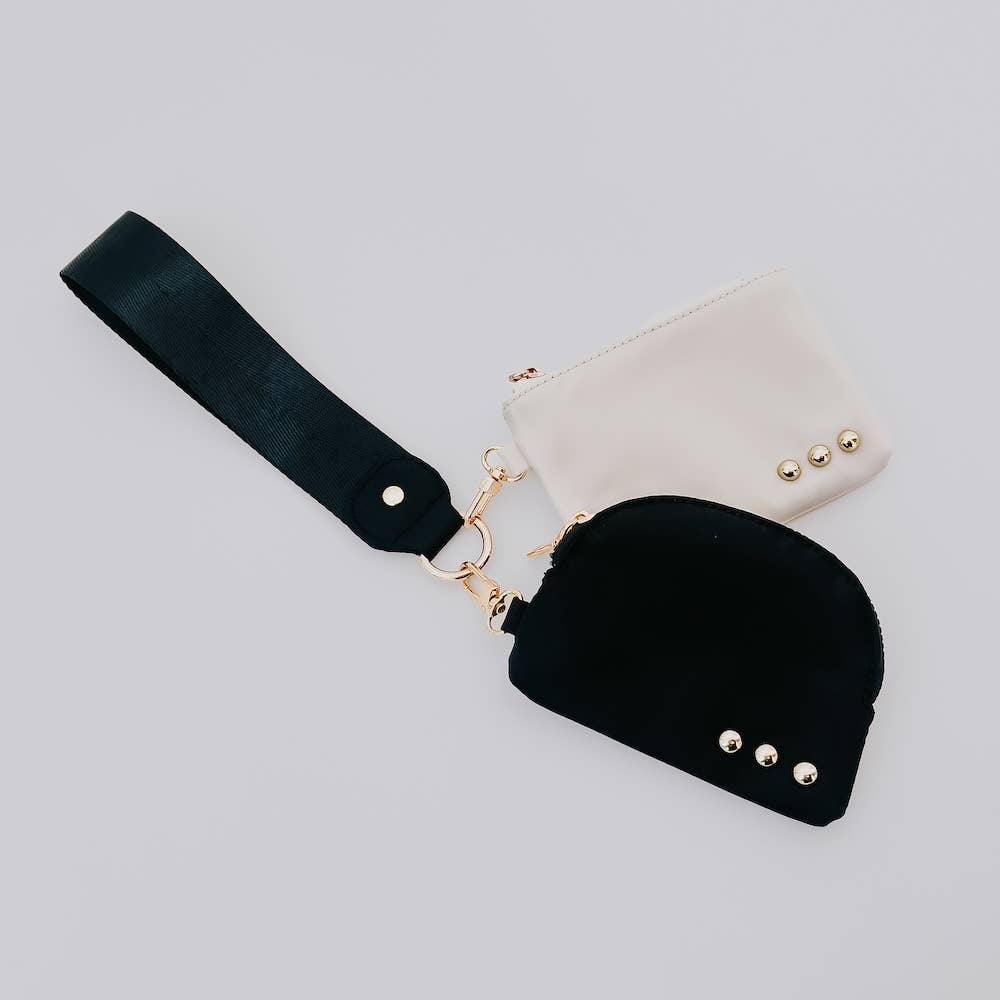 Dolly Dual Pouch Wristlet : Leopard/White
