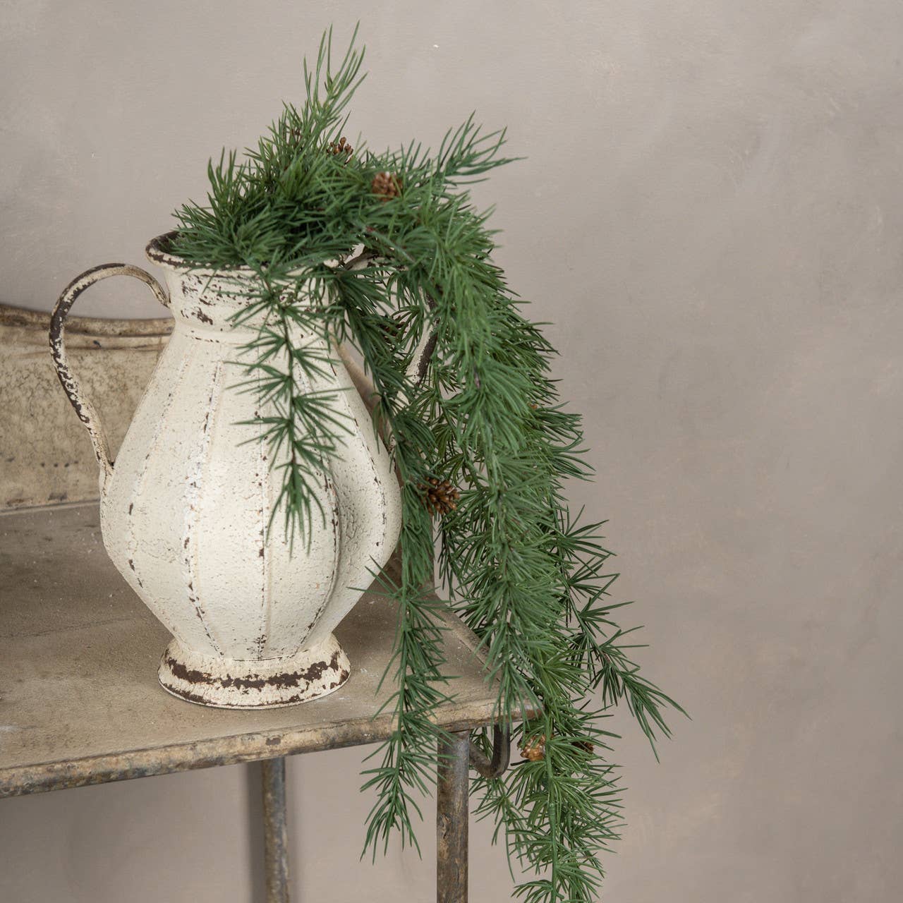 34" DARK GREEN PINE HANGING BUSH