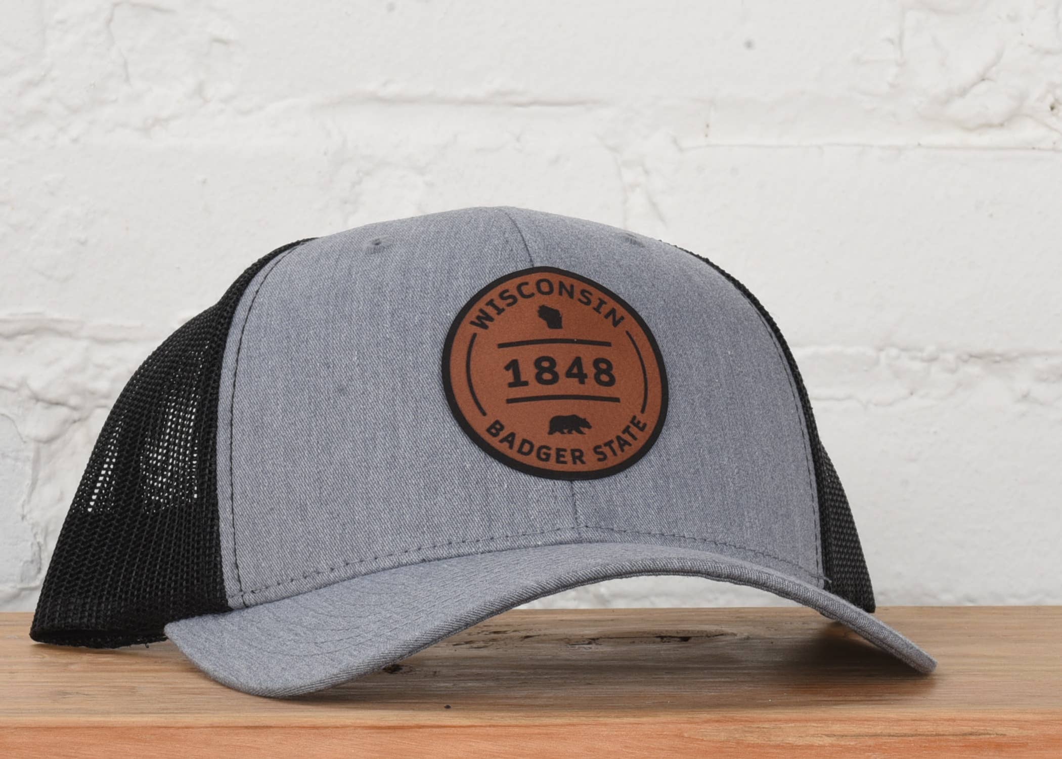 Wisconsin 1848 Snapback Hat: Caramel- Yupoong 6606