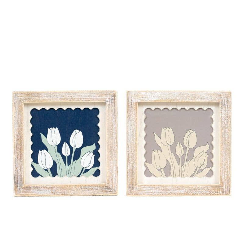7x7 wood frame sign (TULIPS) 12056