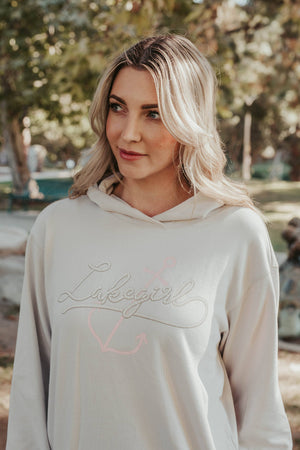Cappuccino LAKEGIRL Crossover Hoodie: Cappuccino CURSIVE