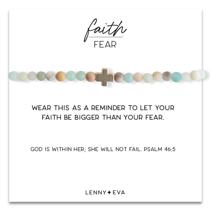 Faith Over Fear Bracelet, Amazonite 4 mm