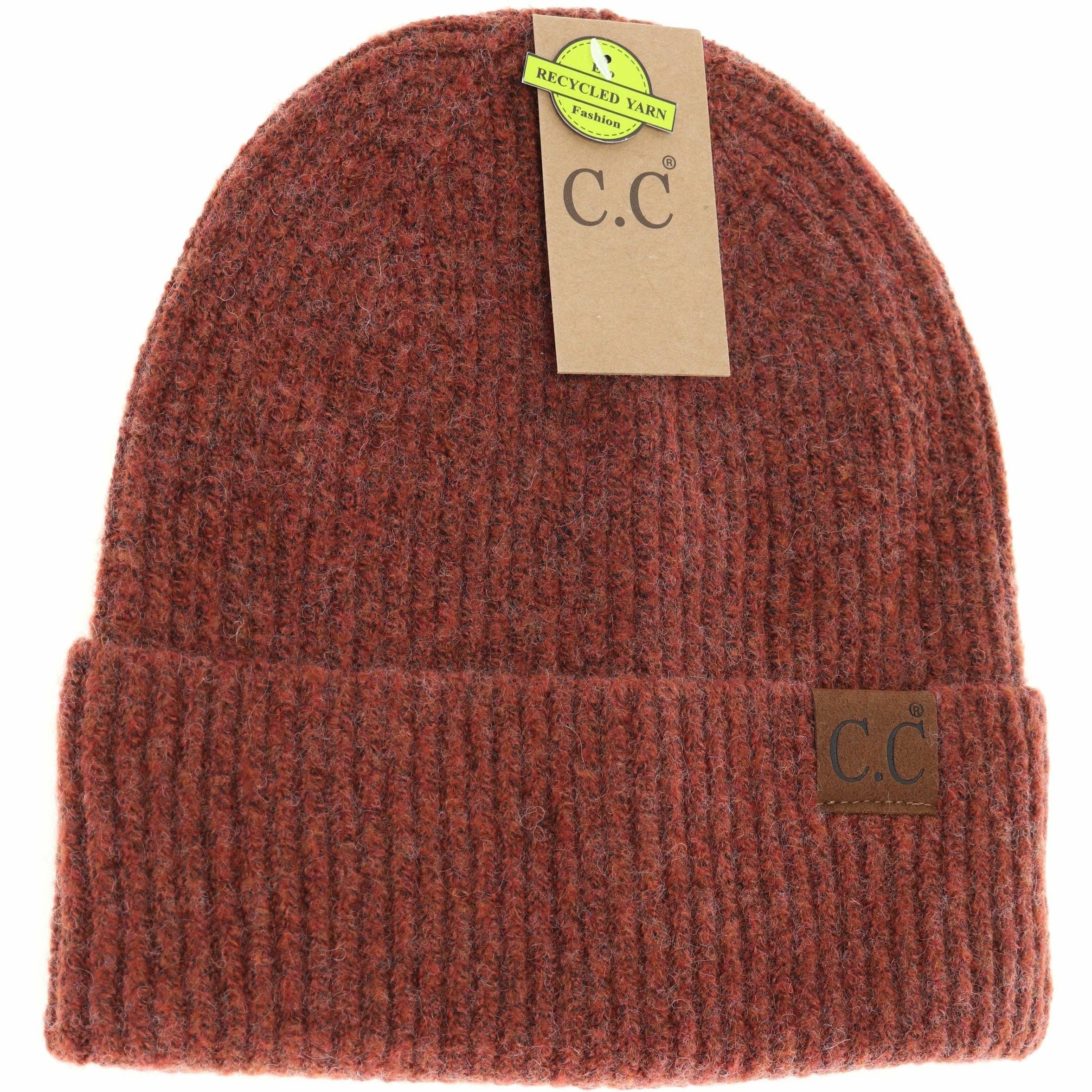 Unisex Soft Ribbed Cuff C.C Beanie HAT2075: Coco Berry