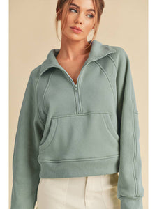 Half Zip Hoodie - Pale Blue