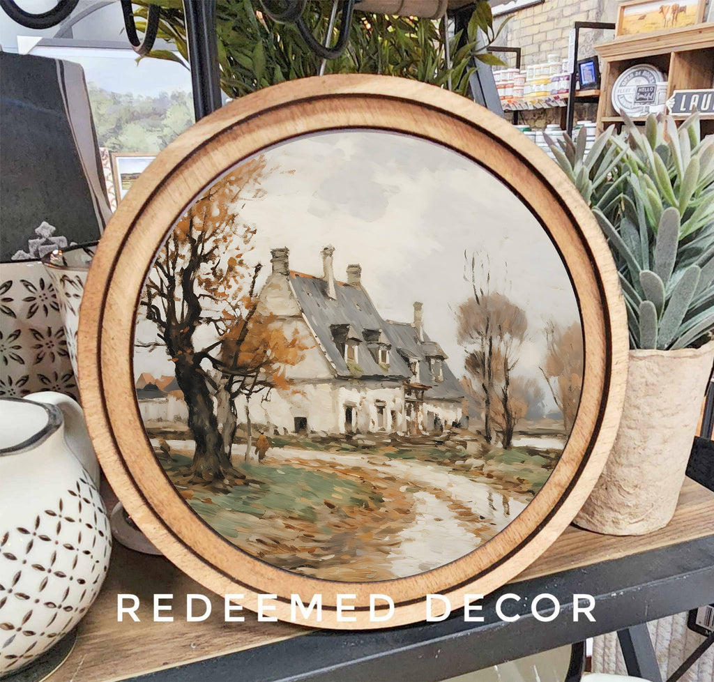 8" Round Fall Farmhouse Art