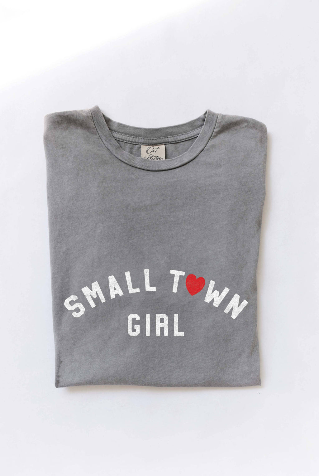 SMALL TOWN GIRL Mineral Washed Graphic Top: STORM