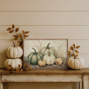 Pumpkins With Dried Leaves: 8x5