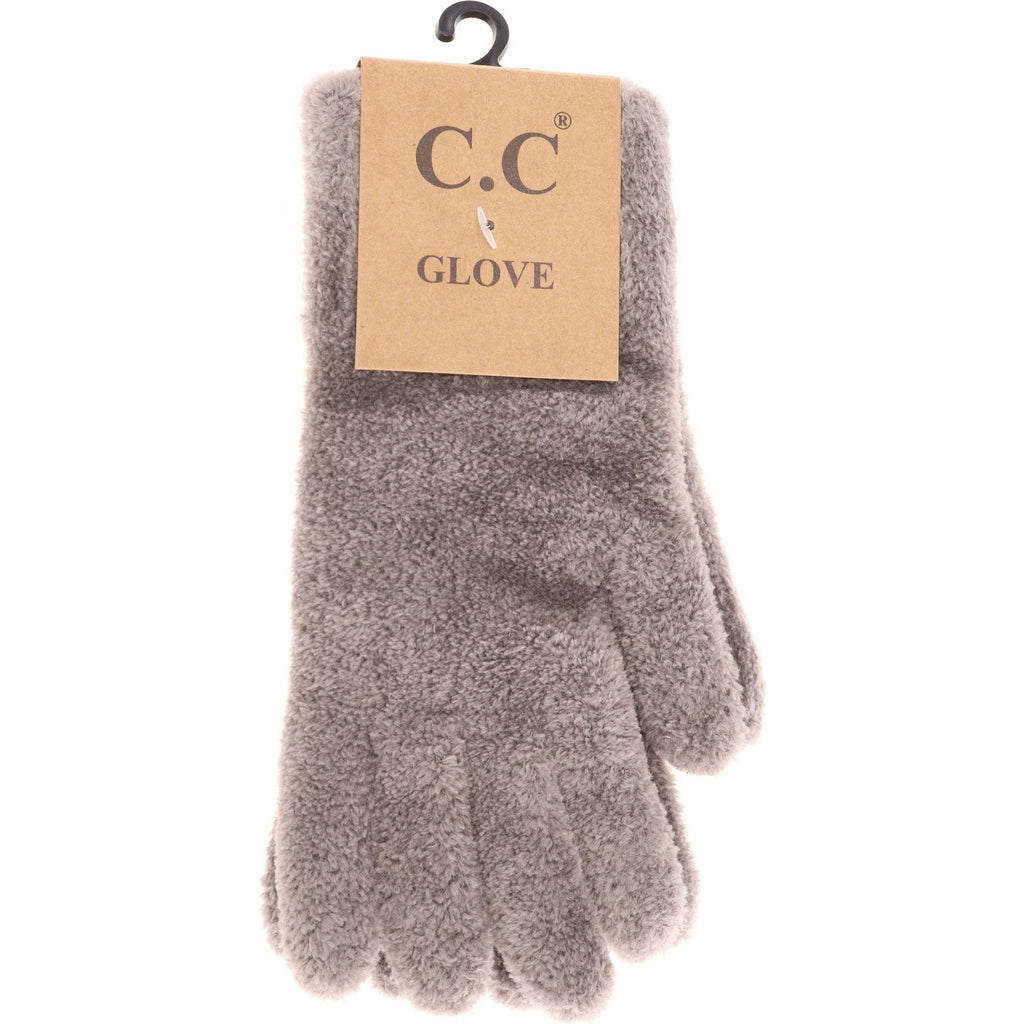 Plush Terry Chenille Women's C.C Gloves-GLC0038: Lt. Grey