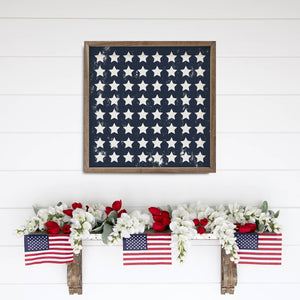 Pattern White Stars On Blue: 8 x 8 x 1.5