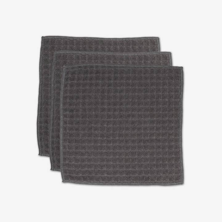 Geometry - Charcoal Waffle Washcloth Set