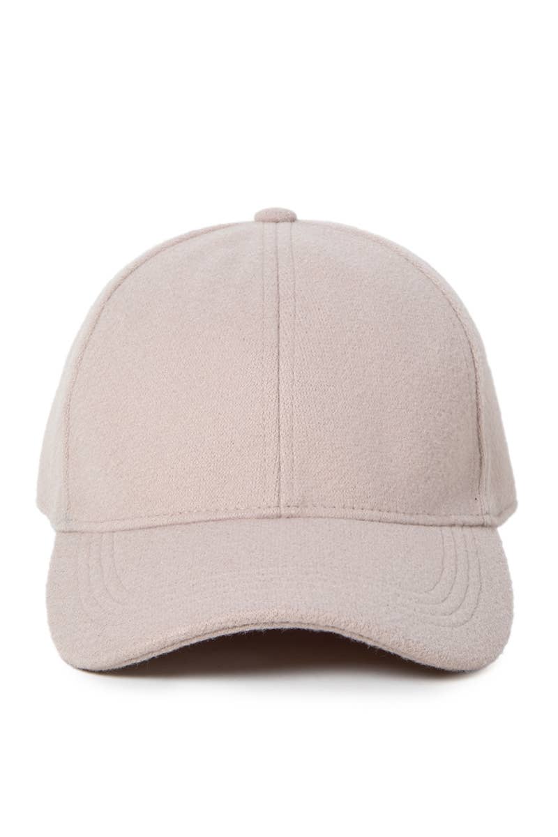 Solid faux wool baseball cap: Beige
