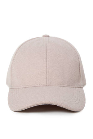 Solid faux wool baseball cap: Beige