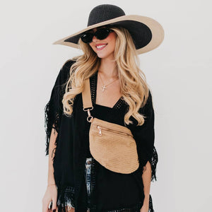 Rachel Raffia Bum Bag: Black