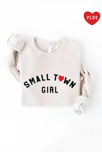 SMALL TOWN GIRL Plus Graphic Sweatshirt: HEATHER DUST plus size xxl or xxxl