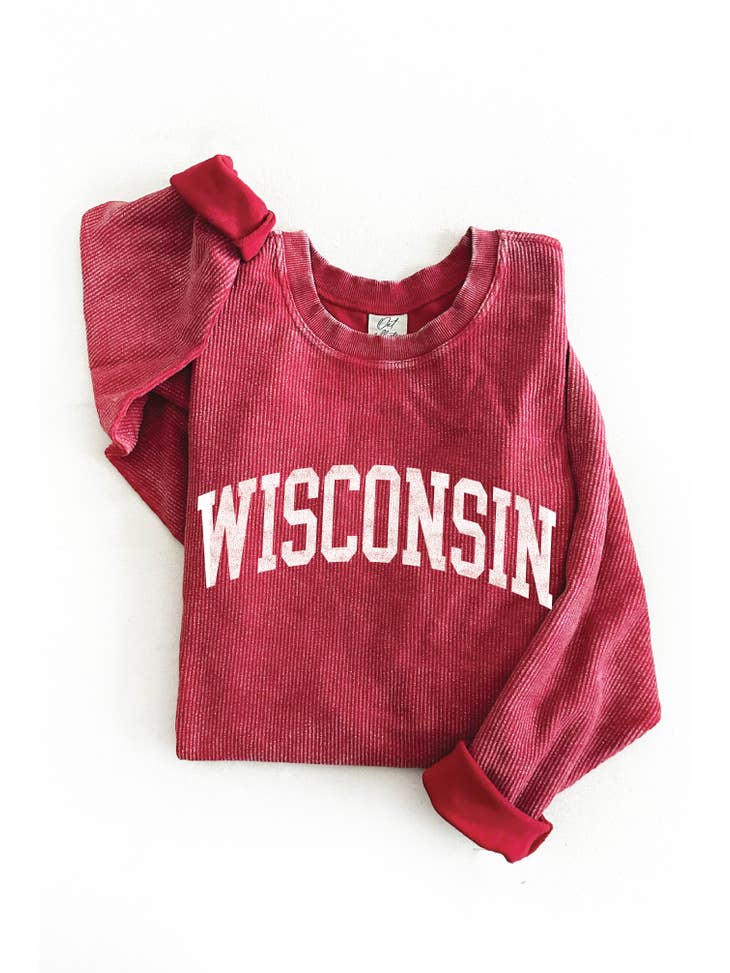 Wisconsin Thermal Vintage Pullover- Red