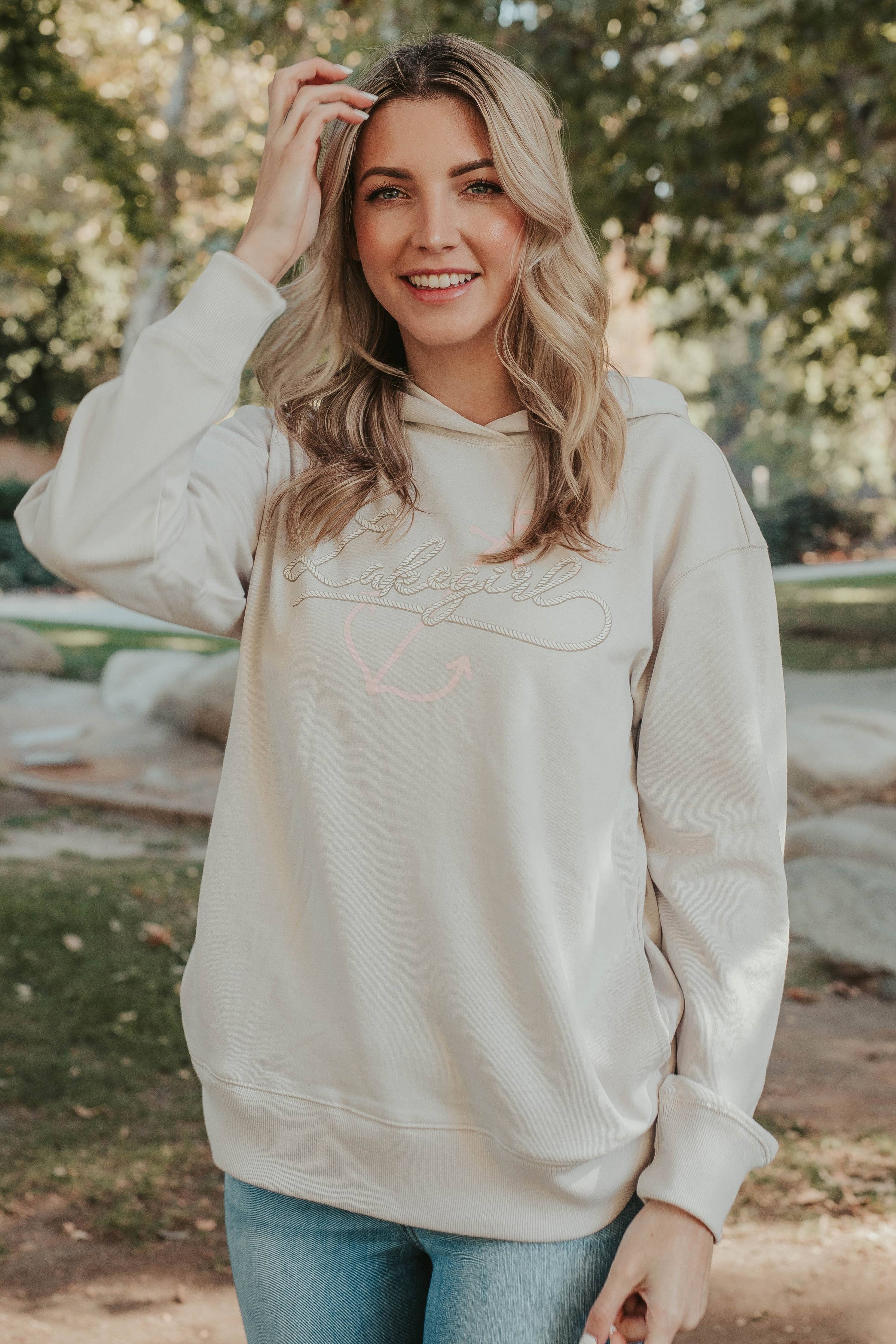 Cappuccino LAKEGIRL Crossover Hoodie: Cappuccino CURSIVE
