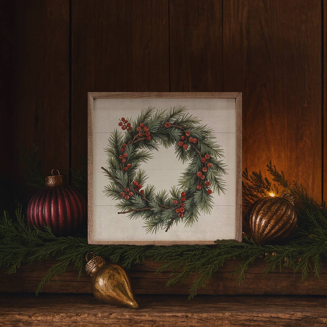 Berry Pine Wreath: 8x8