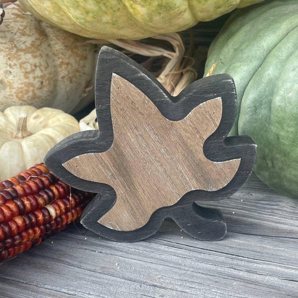 CA-5187 - Wood/Black 3D Fall Leaf