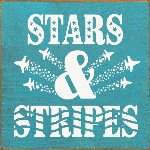 Stars & Stripes (Military Jet) Wood Sign: Old Blue