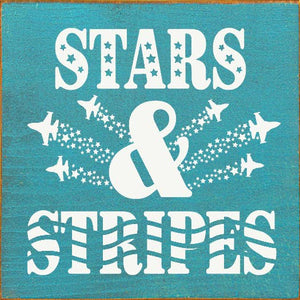 Stars & Stripes (Military Jet) Wood Sign: Old Blue