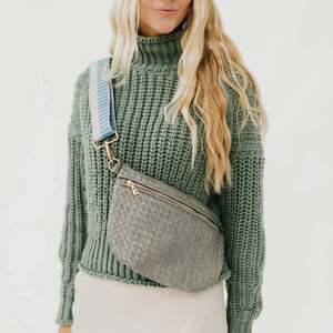 Woven Bum Bag Metallic Gunmetal