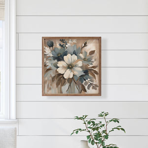 Blue And Tan Floral Display: 4 x 4 x 1