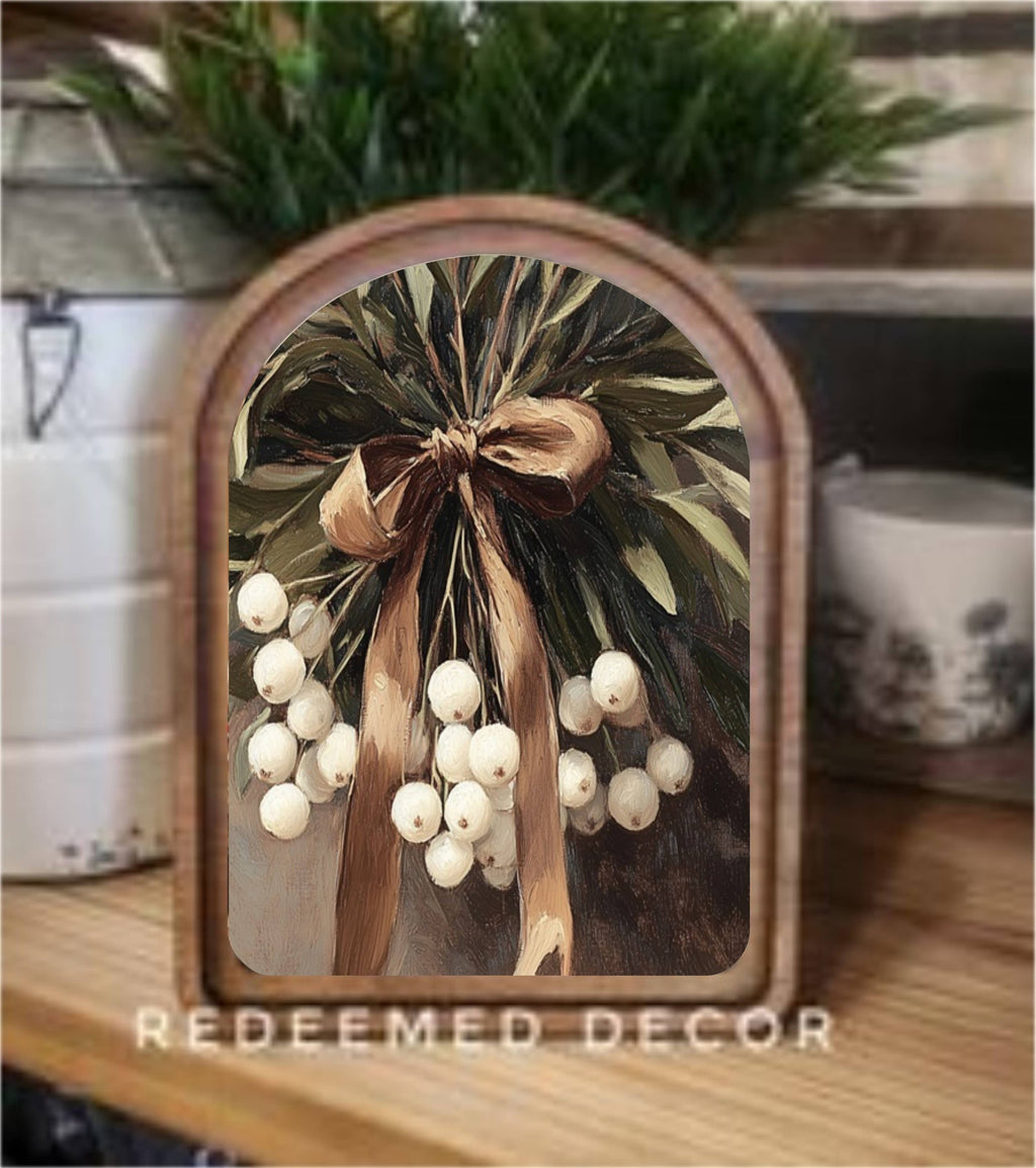 Arch Top Snowberries Framed Art