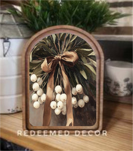 Arch Top Snowberries Framed Art