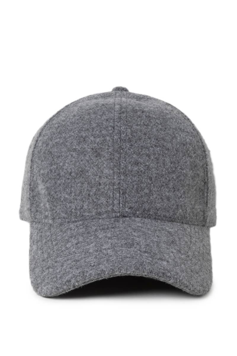Solid faux wool baseball cap: Beige