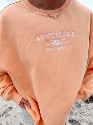 Sherbet Orange Sunkissedcoconut Embroider Sweatshirt: Sherbet Orange
