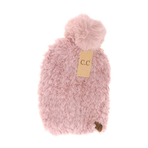 Allover Faux Fur Pom C.C Beanie HTE0004: Ivory