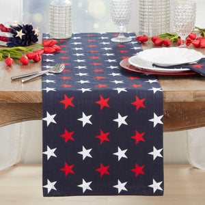 Patriotic Americana Stars Table Runner: Red/White/Blue / 14"x72"