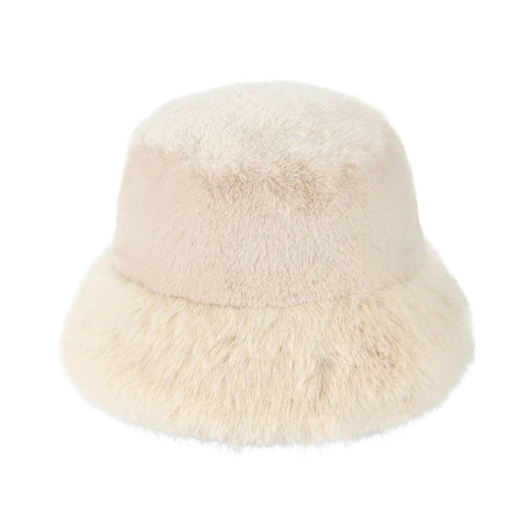 Thick Faux Fur C.C Bucket Hat BKE0156: Beige