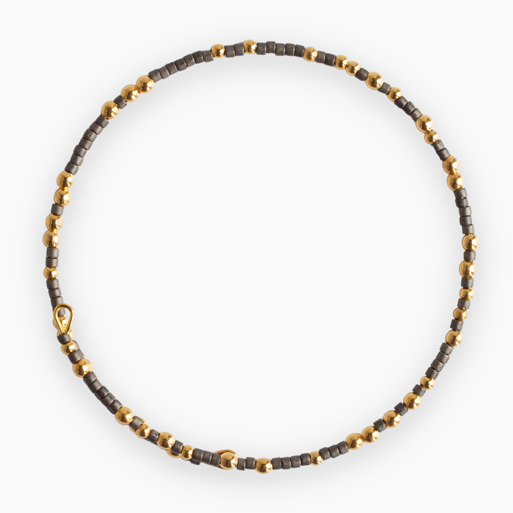 Confetti Beaded Bangle-Graphite, Delicate Stacking Bracelets