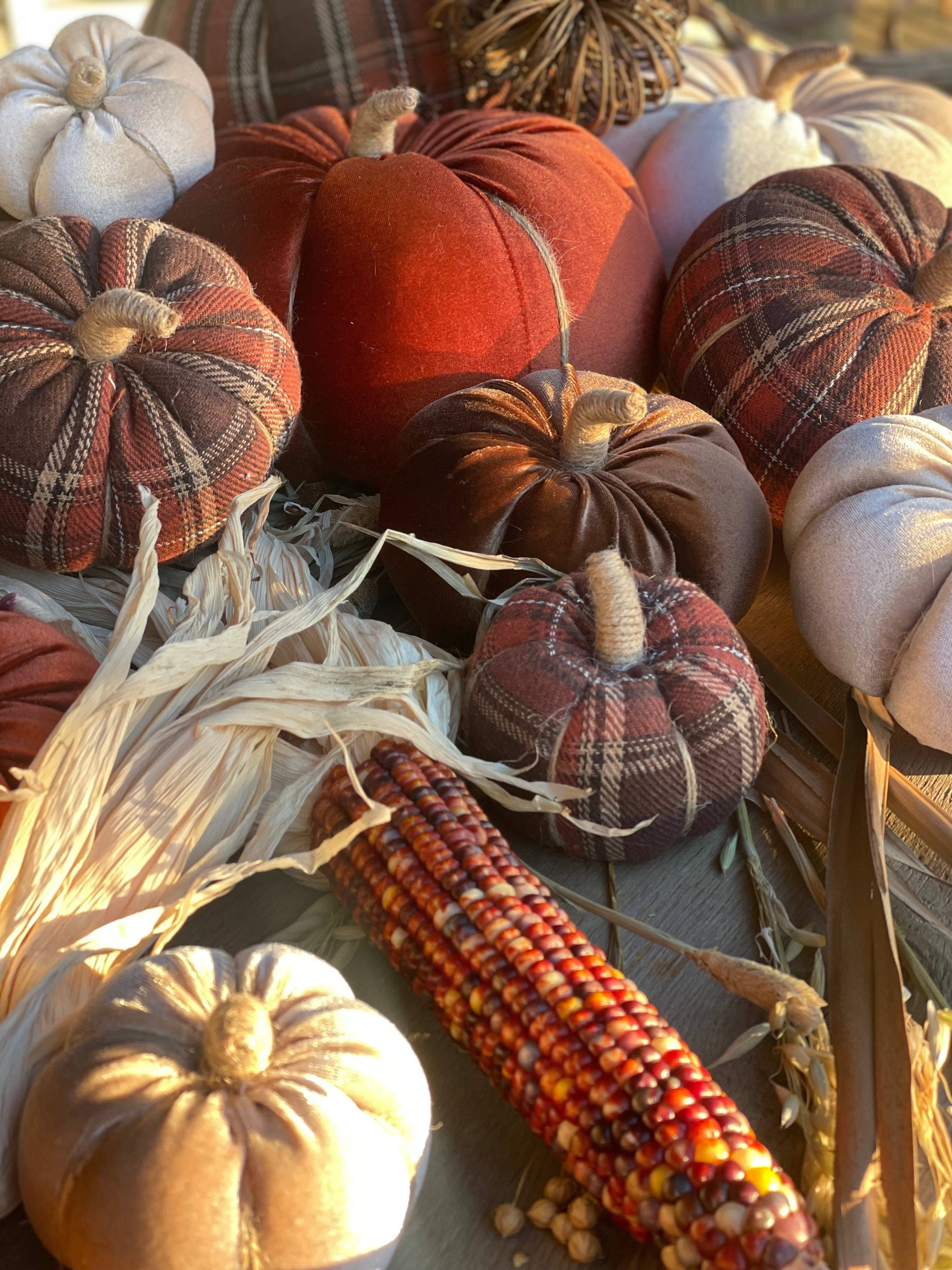 CF-3175 - XL Harvest Plaid Fall Fabric Pumpkin