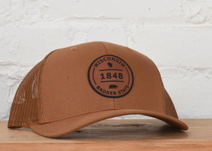 Wisconsin 1848 Snapback Hat: Caramel- Yupoong 6606